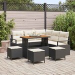 vidaXL Ensemble de canapé de jardin avec coussin 9 Pièces Noir Poly rotin