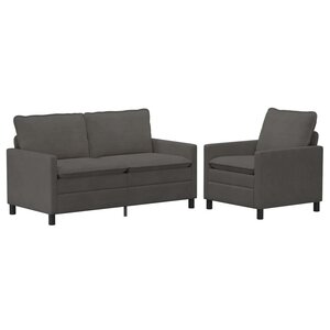 vidaXL Ensemble de Canapés 2 pc Gris foncé Tissu