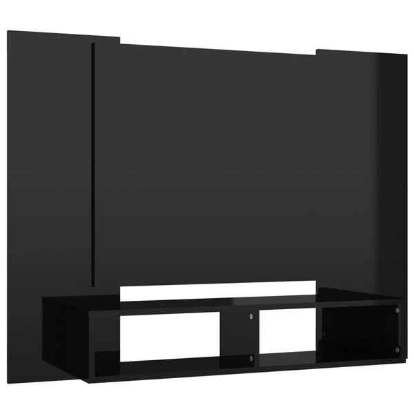 vidaXL Meuble TV mural Noir brillant 120x23 5x90 cm Bois d’ingénierie