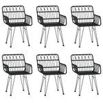 vidaXL Ensemble à manger de jardin 7 Pièces Noir Résine tressée