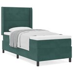vidaXL Lit à ressorts avec tête de lit Vert foncé 100 x 200 cm Velours