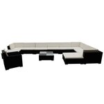 vidaXL Salon de jardin 12 Pièces avec coussins résine tressée noir