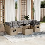 vidaXL Salon de jardin avec coussins 8 Pièces beige résine tressée