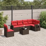 vidaXL Salon de jardin avec coussins 7 Pièces marron résine tressée