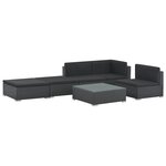 vidaXL Salon de jardin 6 Pièces avec coussins résine tressée noir