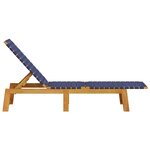 vidaXL Chaises longues bleu foncé bois d'acacia solide et tissu