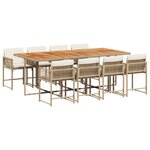 vidaXL Ensemble à manger de jardin et coussins 9 Pièces beige Poly rotin