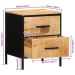 vidaXL Ensemble de tables de chevet 2 Pièces 40x35x50 cm Bois massif brut de manguier