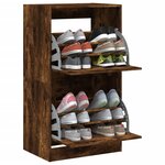 vidaXL Armoire à chaussures 2 tiroirs rabattables chêne fumé