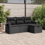 vidaXL Salon de jardin 4 Pièces avec coussins noir résine tressée