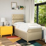 vidaXL Sommier à lattes de lit et matelas Crème 90x190 cm Tissu