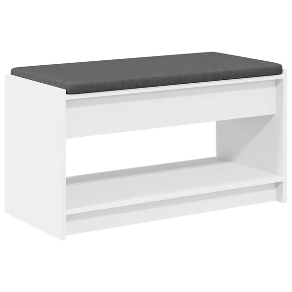 vidaXL Banc d'entrée Blanc 83 x 38 x 45 cm Bois Ingénierie et Tissu