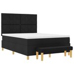 vidaXL Lit à ressorts avec matelas et banc noir 140x200 cm en tissu