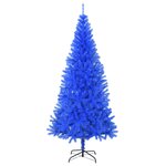 vidaXL Sapin de Noël artificiel avec support bleu 210 cm PVC