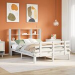 vidaXL Lit bibliothèque sans matelas blanc 120x200 cm bois pin massif