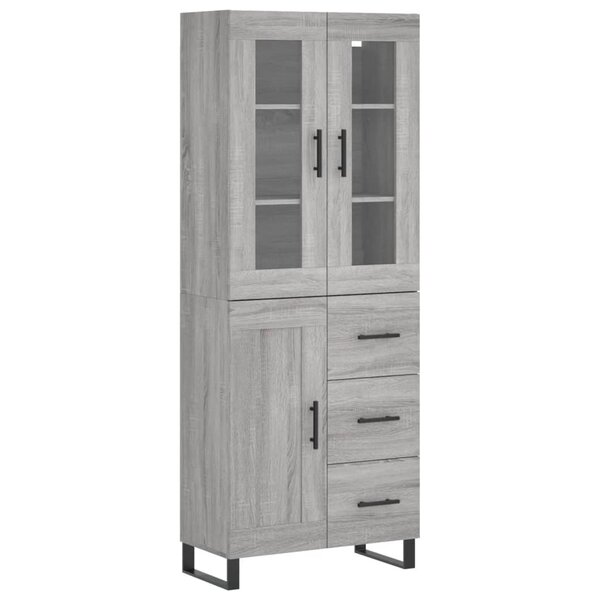 vidaXL Buffet haut Sonoma gris 69 5x34x180 cm Bois d'ingénierie