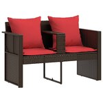 vidaXL Canapé de jardin Marron et rouge 168 x 168 x 180 cm polyrotin