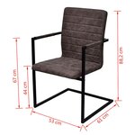vidaXL Chaises à manger cantilever lot de 2 marron foncé similicuir