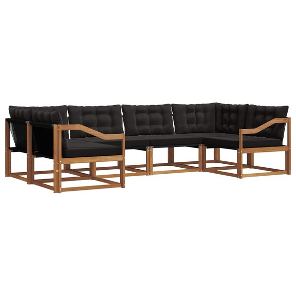 vidaXL Ensemble de canapés d'extérieur 6 Pièces Naturel et Noir