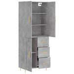 vidaXL Buffet haut Gris béton 69 5x34x180 cm Bois d'ingénierie