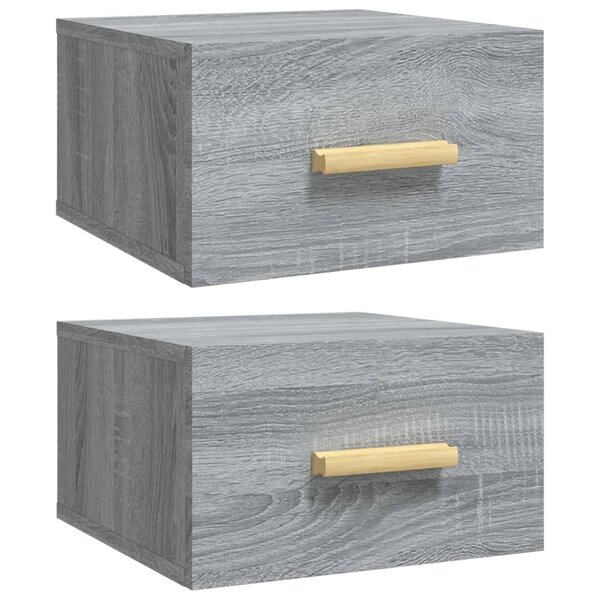 vidaXL Tables de chevet murales 2 Pièces sonoma gris 35x35x20 cm