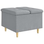 vidaXL Pouf de rangement avec coussin Gris clair 60 x 60 x 45 cm tissu