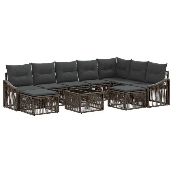 vidaXL Ensemble de canapé de jardin 10 pc Gris polyrotin