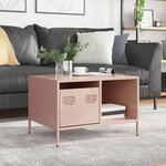 vidaXL Table basse rose 68 5x50x43 5 cm acier laminé à froid