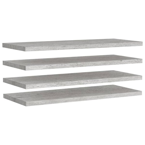 vidaXL Étagères murales flottantes 4 Pièces Gris béton 90x23 5x3 8cm MDF