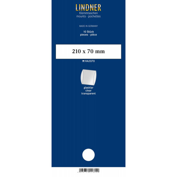 Bandes double soudure 210 x 70 mm pour timbres-poste. Fond - Transparent