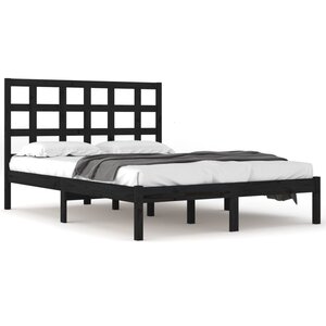 vidaXL Cadre de lit sans matelas noir 200x200 cm bois massif