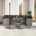 vidaXL Ensemble de canapé de jardin 10 Pièces Gris polyrotin