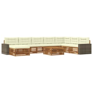 vidaXL Ensemble de canapés d'extérieur 9 Pièces Naturel et Crème