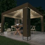 vidaXL Tonnelle avec double toit et lumières LED 3x3x2 7 m Taupe