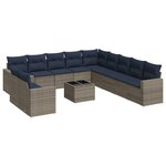 vidaXL Salon de jardin avec coussins 12 Pièces gris résine tressée