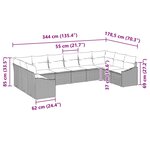 vidaXL ensemble de canapé de jardin 10 pièces avec coussins Gris Clair Rattan Poly