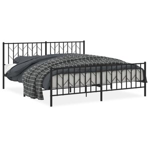 vidaXL Cadre de lit métal sans matelas avec pied de lit noir 183x213cm