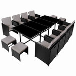 Tectake salon de jardin palma 12 places avec housse de protection  variante 2 - noir/gris