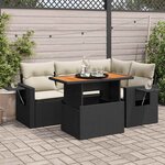vidaXL Salon de jardin 5 Pièces avec coussins noir résine tressée
