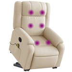 vidaXL Fauteuil inclinable de massage électrique Crème Tissu