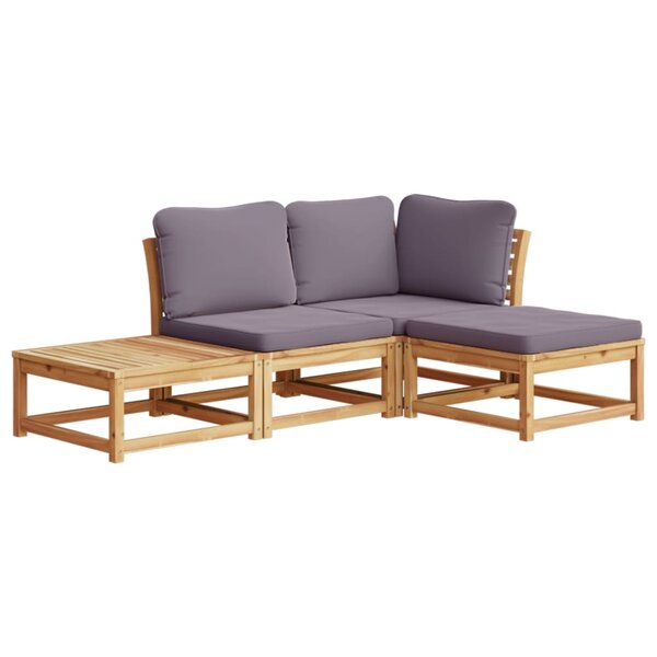 vidaXL Salon de jardin 4 Pièces avec coussins Bois d'acacia solide