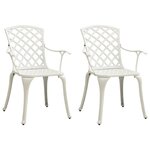 Ensemble de bistro jardin meuble extérieur terrasse 3 pièces aluminium coulé blanc 02_0013502