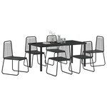 vidaXL Ensemble de salle à manger pour jardin 7 Pièces Noir