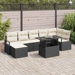 vidaXL Ensemble de canapé de jardin avec coussin 8 Pièces Noir et crème