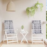 vidaXL Coussins de chaise à dossier haut lot de 2 carreaux gris