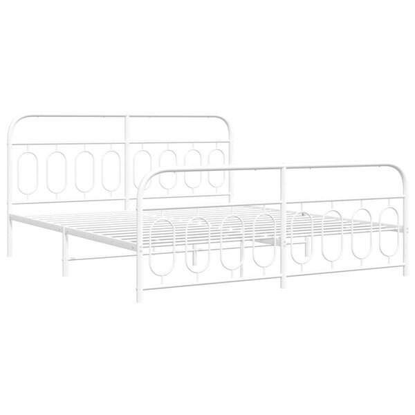 vidaXL Cadre de lit métal avec tête de lit/pied de lit blanc 193x203cm