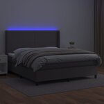 vidaXL Sommier à lattes de lit matelas LED Gris 160x200 cm Similicuir