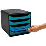 Module De Classement Big Box 4 Tiroirs Skandi - Bleu Pacifique - Exacompta