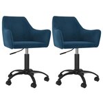vidaXL Chaises pivotantes à manger lot de 2 bleu velours
