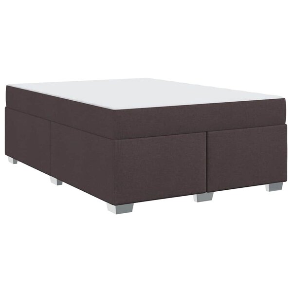 vidaXL Cadre de lit avec matelas Marron foncé 140 x 200 cm tissu